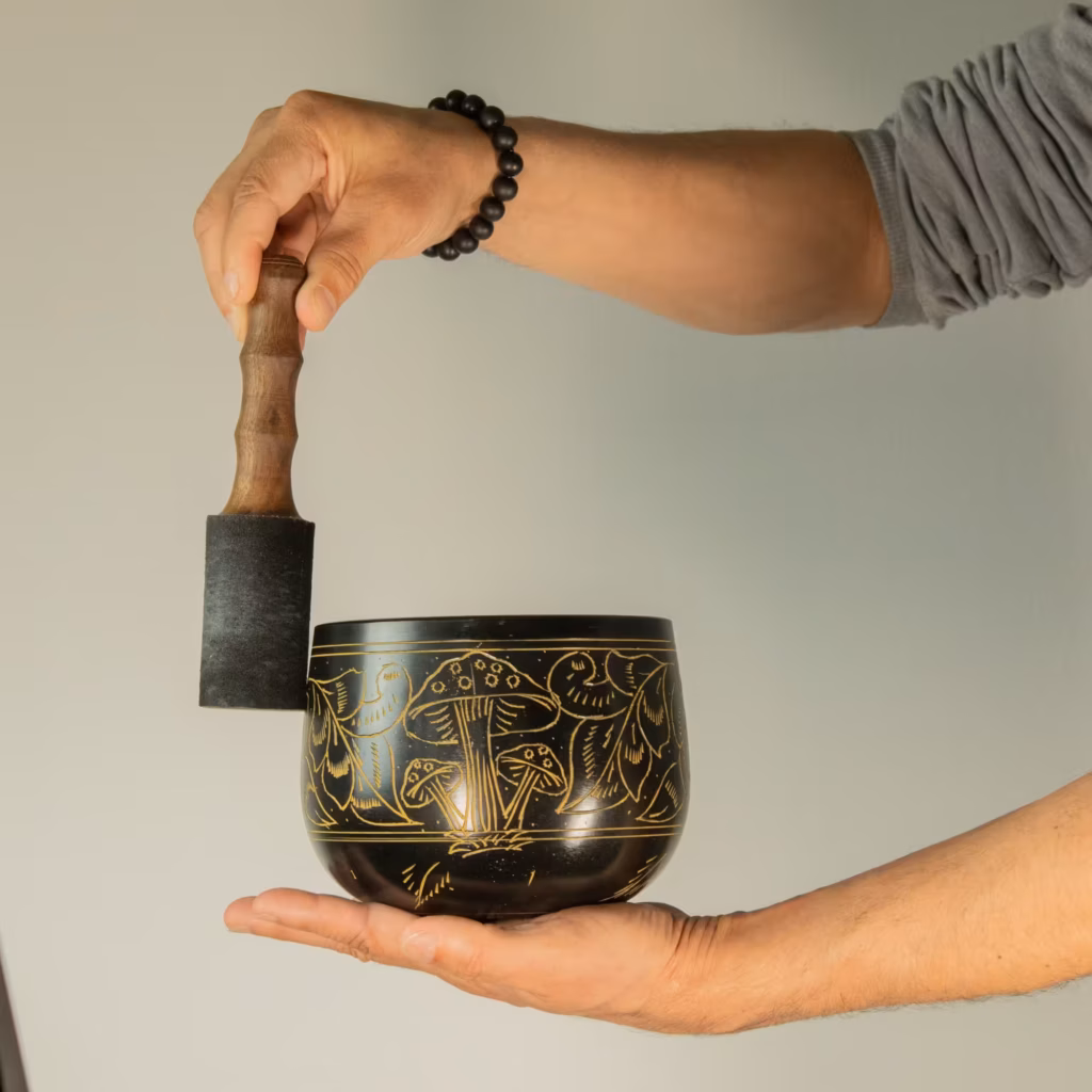 Cauldron Singing Bowl – Magic Mushroom – Yellow (15cm) | www.artisangoods.co.uk 7