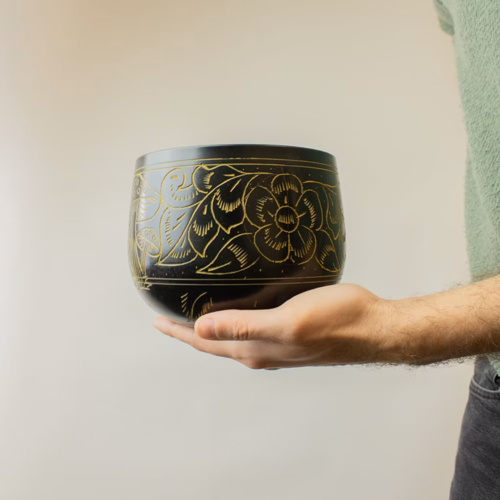 Cauldron Singing Bowl – Magic Mushroom – Yellow (15cm) | www.artisangoods.co.uk 4