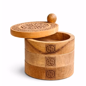 Celtic Carved 3 Tier Revolving Box | www.artisangoods.co.uk 3