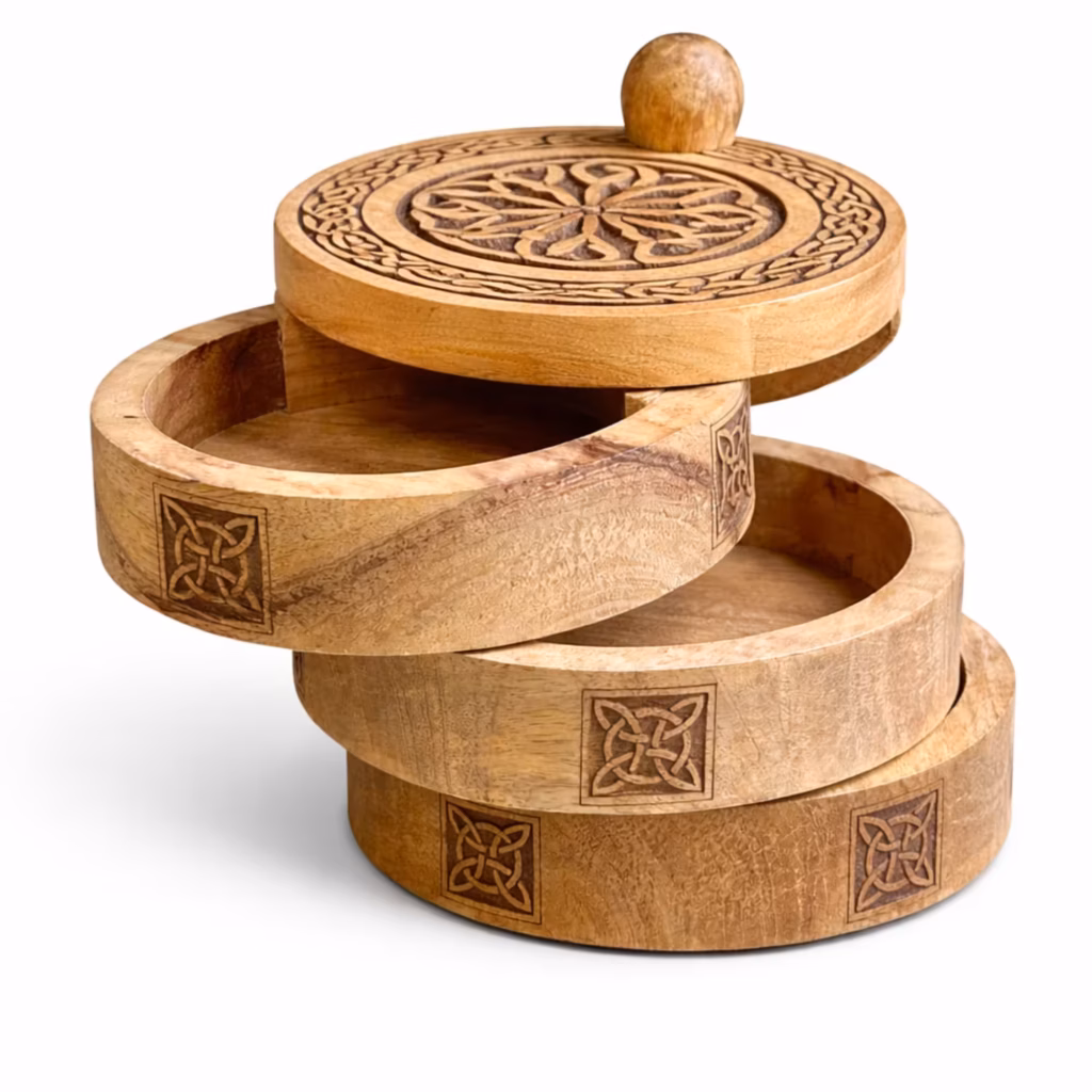 Celtic Carved 3 Tier Revolving Box | www.artisangoods.co.uk 4