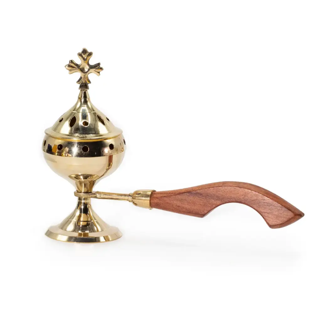 Censer Incense Burner with Wooden Handle – Cross | www.artisangoods.co.uk