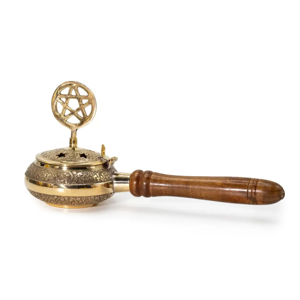 Censer Incense Burner with Wooden Handle – Pentagram | www.artisangoods.co.uk