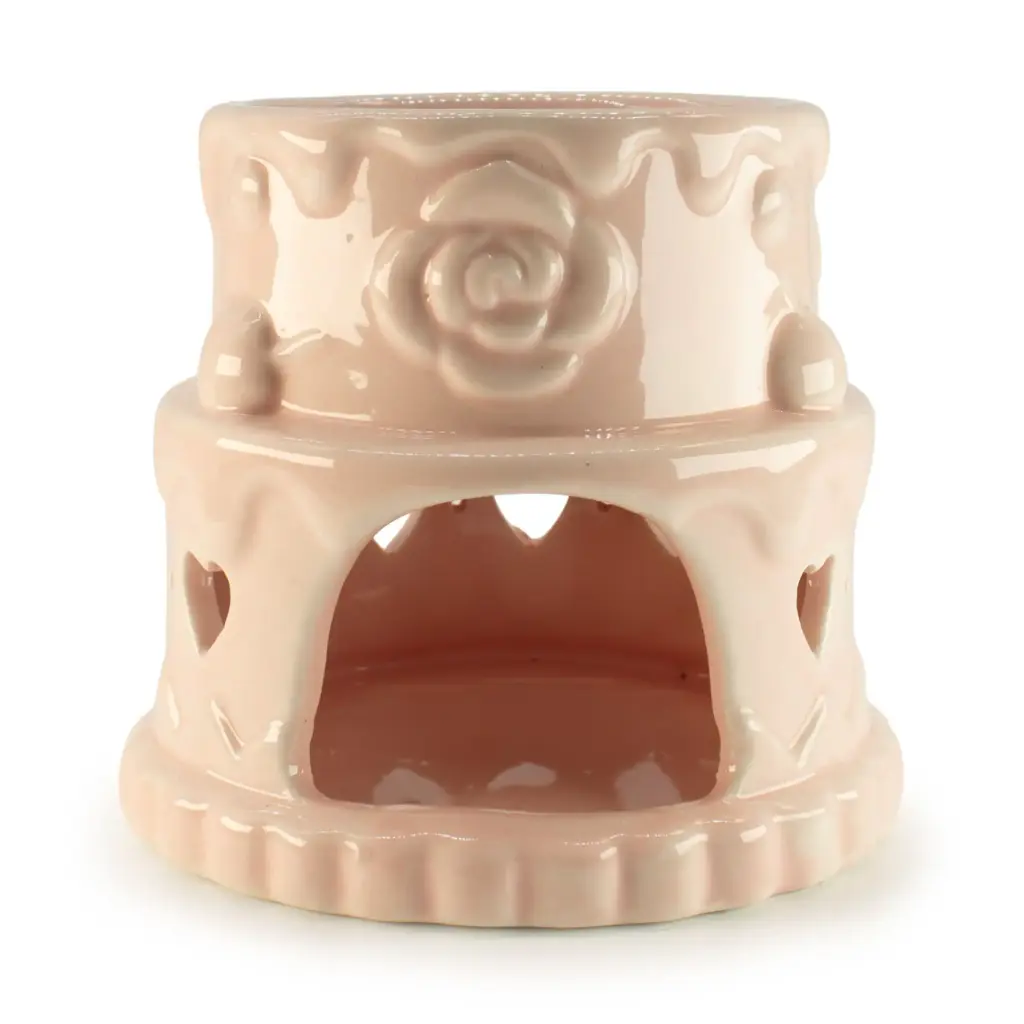 Ceramic Cake Oil Burner – Hearts – Pink | www.artisangoods.co.uk