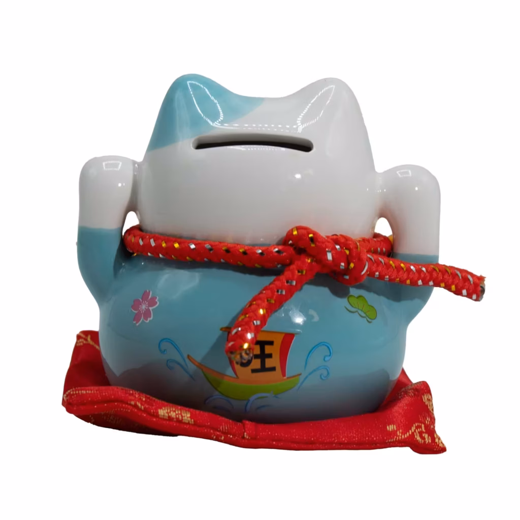 Ceramic Money Cat Bank – Blue on Cushion | www.artisangoods.co.uk 2 Ceramic Money Cat Bank – Blue on Cushion | www.artisangoods.co.uk 2