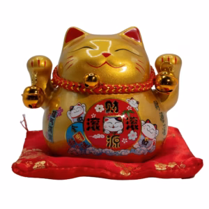 Ceramic Money Cat Bank – Gold on Cushion | www.artisangoods.co.uk 3