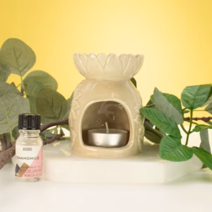 Ceramic Sunflower Oil Burner – Pastel Beige | www.artisangoods.co.uk 2