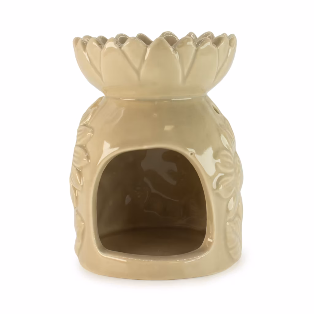 Ceramic Sunflower Oil Burner – Pastel Beige | www.artisangoods.co.uk