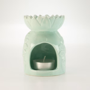 Ceramic Sunflower Oil Burner – Pastel Green | www.artisangoods.co.uk 2