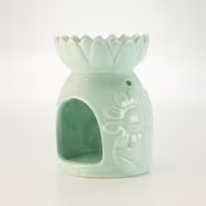 Ceramic Sunflower Oil Burner – Pastel Green | www.artisangoods.co.uk Ceramic Sunflower Oil Burner - Pastel Green