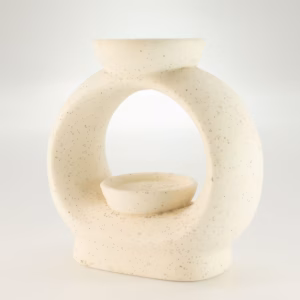 Ceramic Zen Oil Burner – Large Oval Pebble  – Speckled Off-White | www.artisangoods.co.uk 4