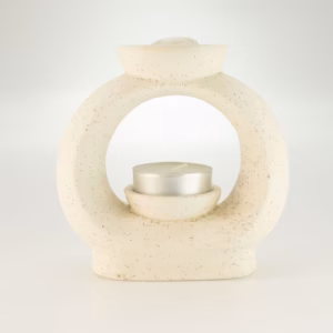 Ceramic Zen Oil Burner – Large Oval Pebble  – Speckled Off-White | www.artisangoods.co.uk 3