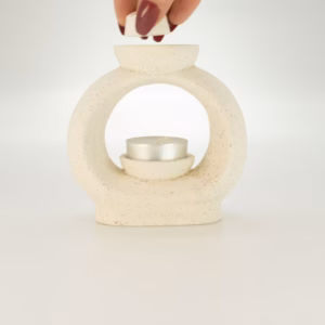 Ceramic Zen Oil Burner – Large Oval Pebble  – Speckled Off-White | www.artisangoods.co.uk 5