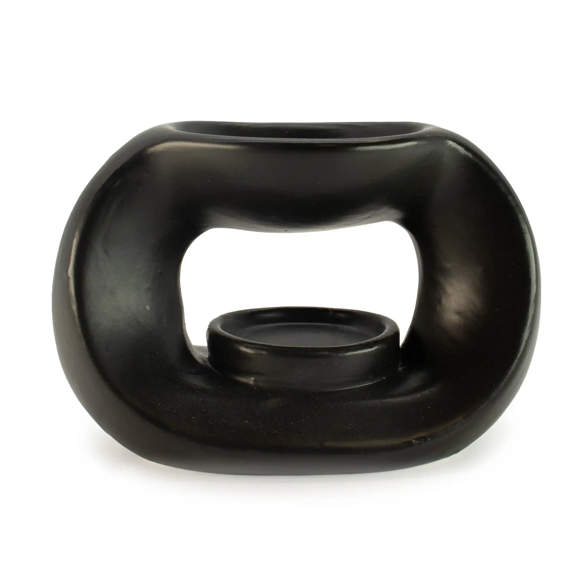 Ceramic Zen Oil Burner - Oval Pebble  - Matt Black