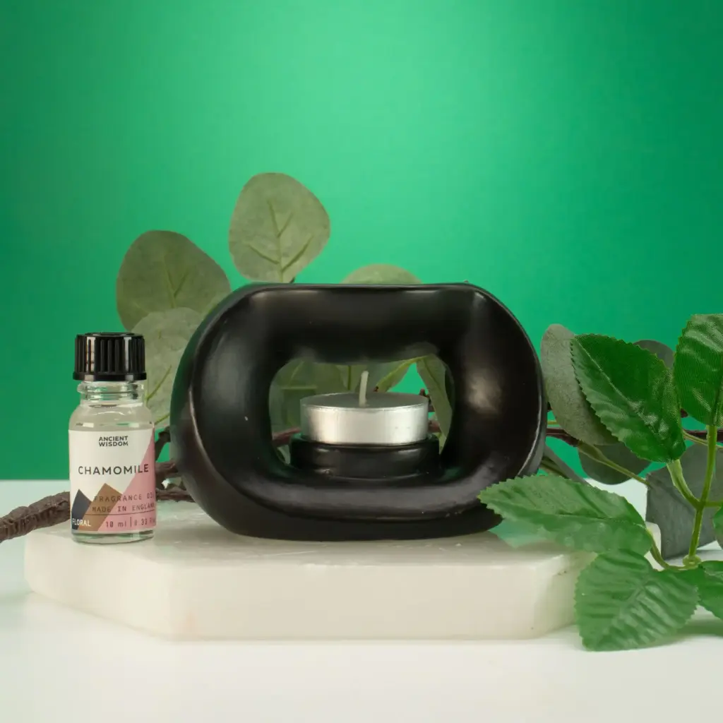 Ceramic Zen Oil Burner – Oval Pebble  – Matt Black | www.artisangoods.co.uk