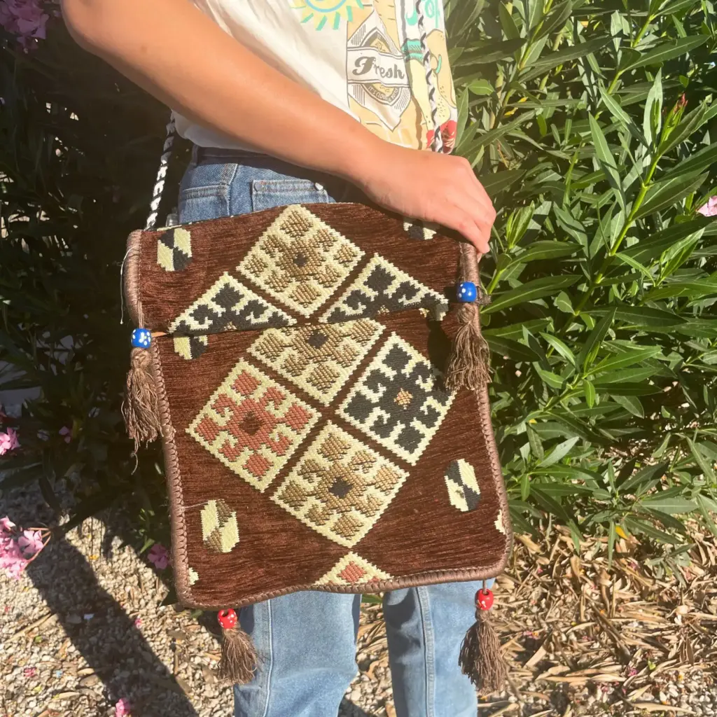 Chocolate Kilim Messenger Festival Bag | www.artisangoods.co.uk