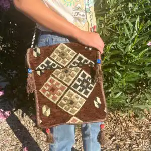 Chocolate Kilim Messenger Festival Bag | www.artisangoods.co.uk 1