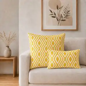 Classic Cushion Cover - Mustard Diamonds - 60x60cm - Jumbo Style