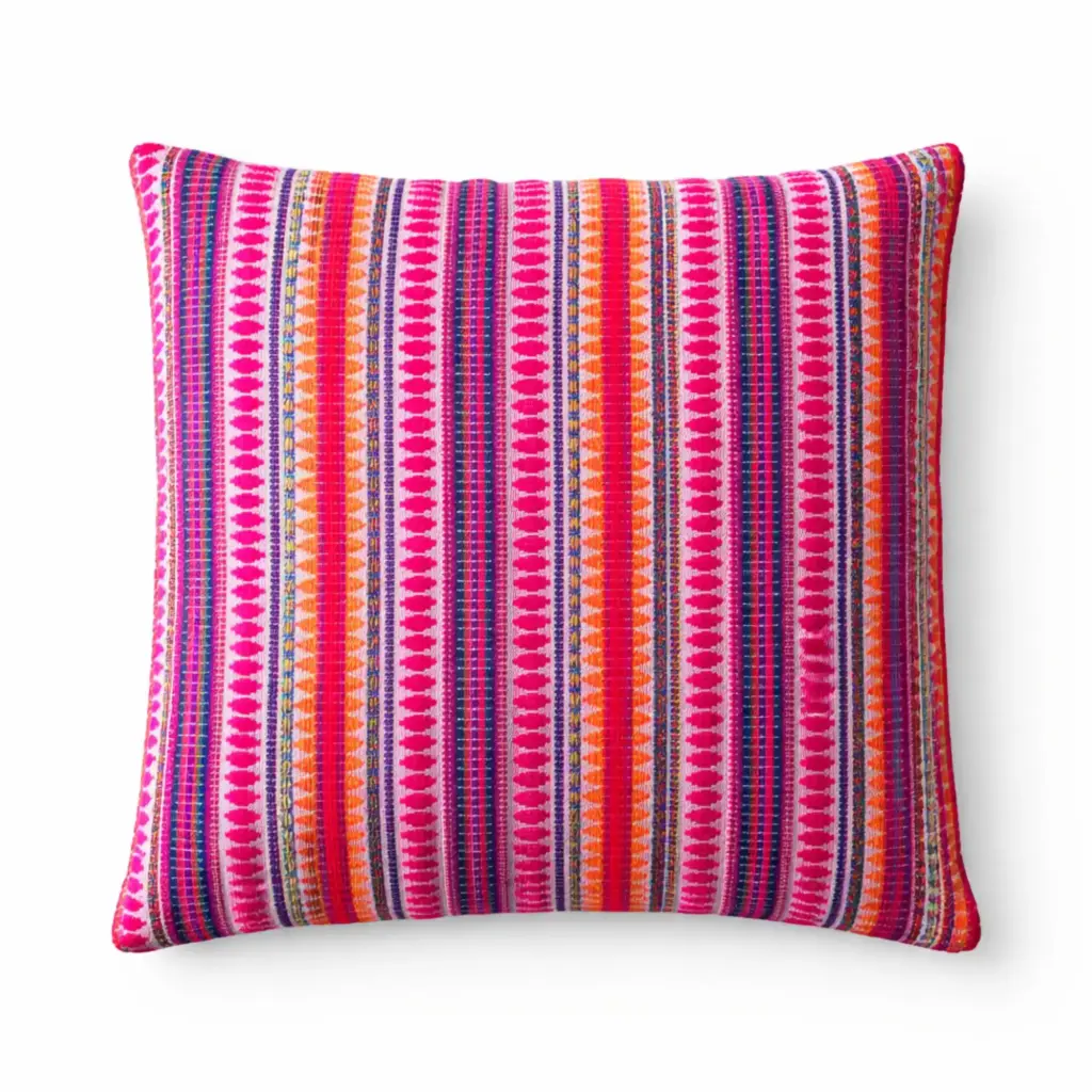 Classic Cushion Cover – Neon Stripes – 45x45cm | www.artisangoods.co.uk