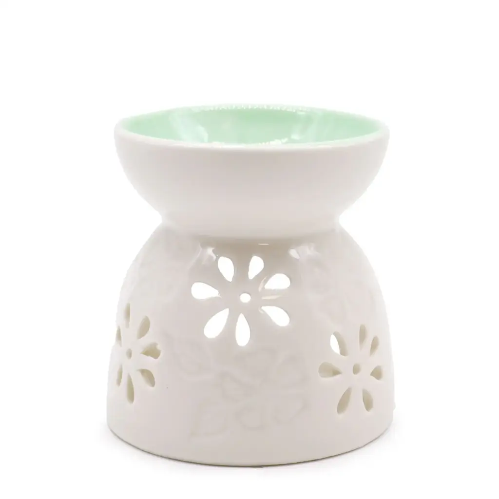 Classic White Oil Burner – Floral with Teal Well | www.artisangoods.co.uk 2 Classic White Oil Burner – Floral with Teal Well | www.artisangoods.co.uk 2