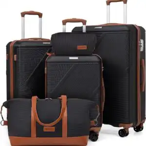 Concepten Luggage Sets 5 Piece Hardshell Suitcases with Wheels Black