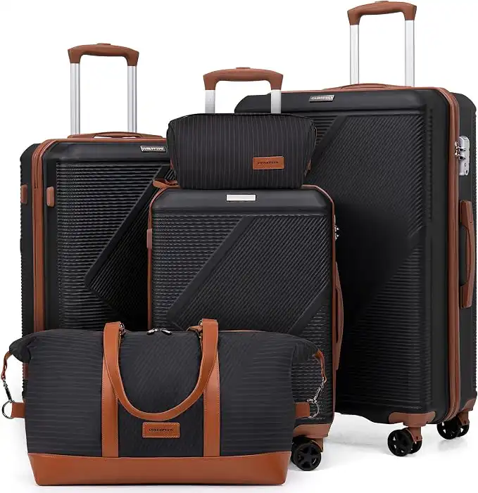 Concepten Luggage Sets 5 Piece Hardshell Suitcases with Wheels Black