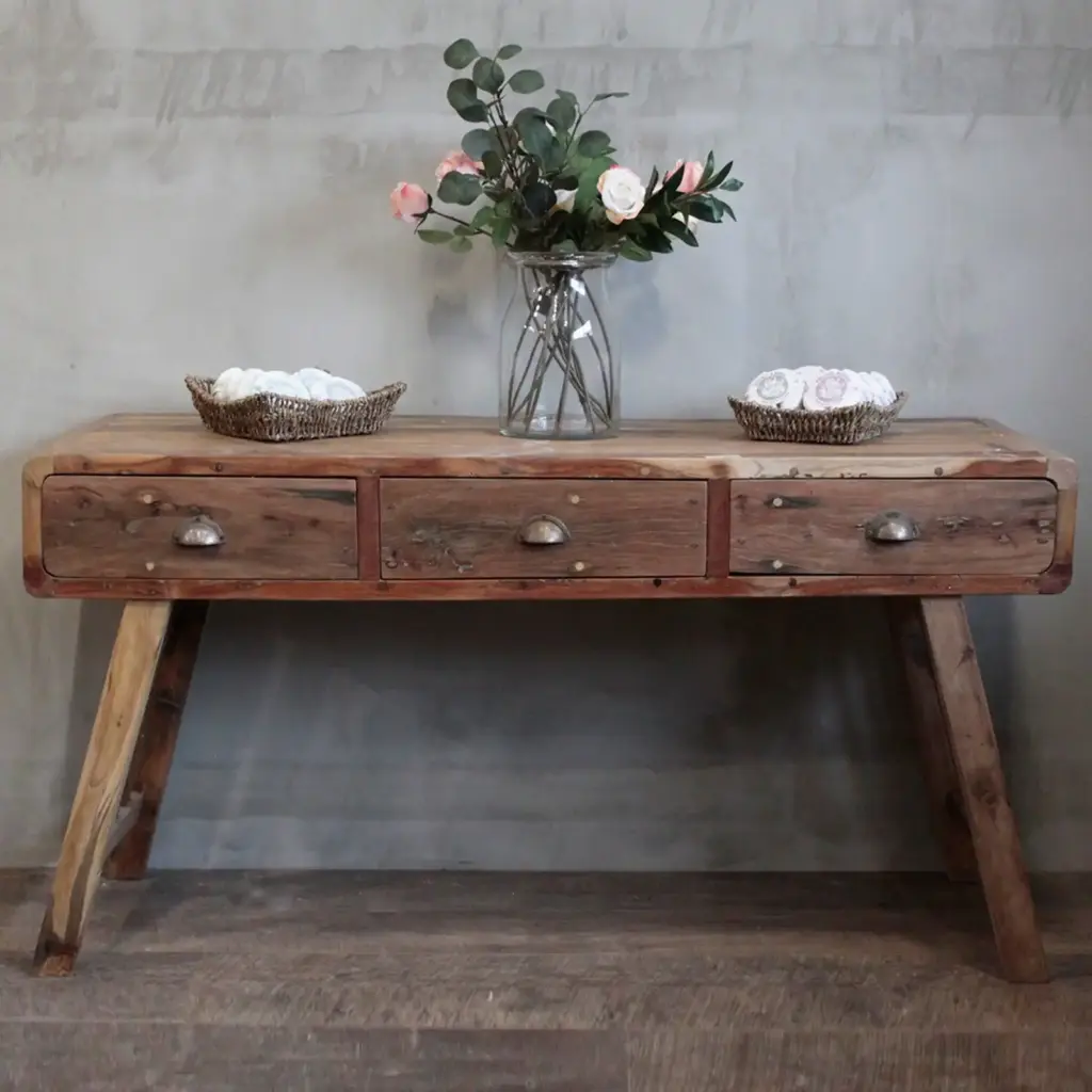 Console Table – Recycled Wood – 150x50x80cm | www.artisangoods.co.uk 3