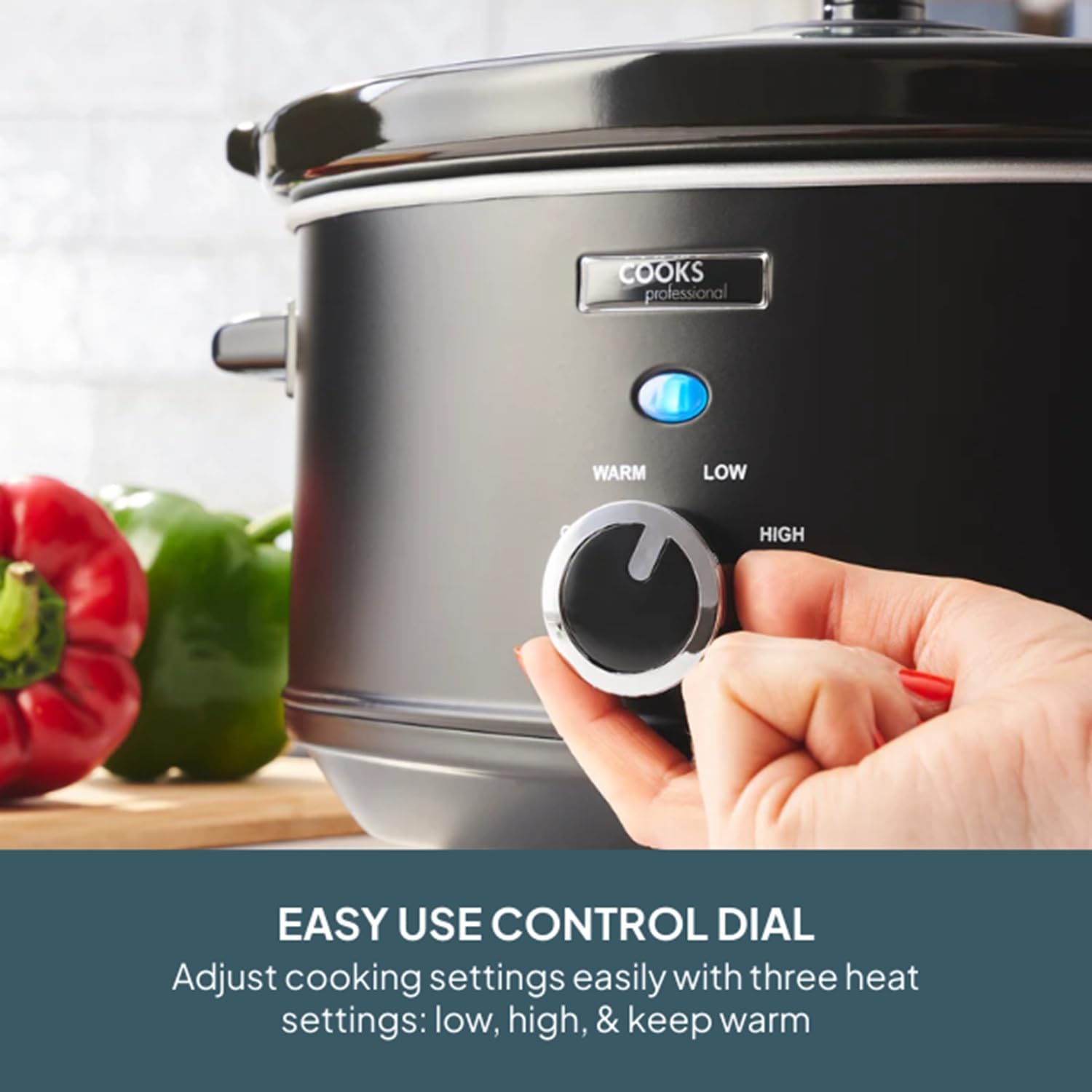 Cooks Professional 3.5 Litre Slow Cooker with Glass Lid and Keep Warm