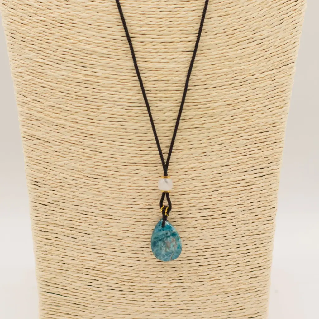 Cord Necklace Gemstone Pendant – Howlite Teardrop | www.artisangoods.co.uk