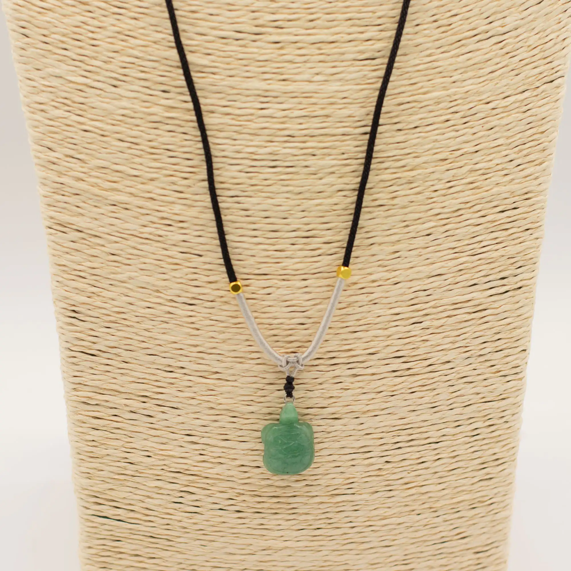Cord Necklace Gemstone Pendant - Jade Turtle