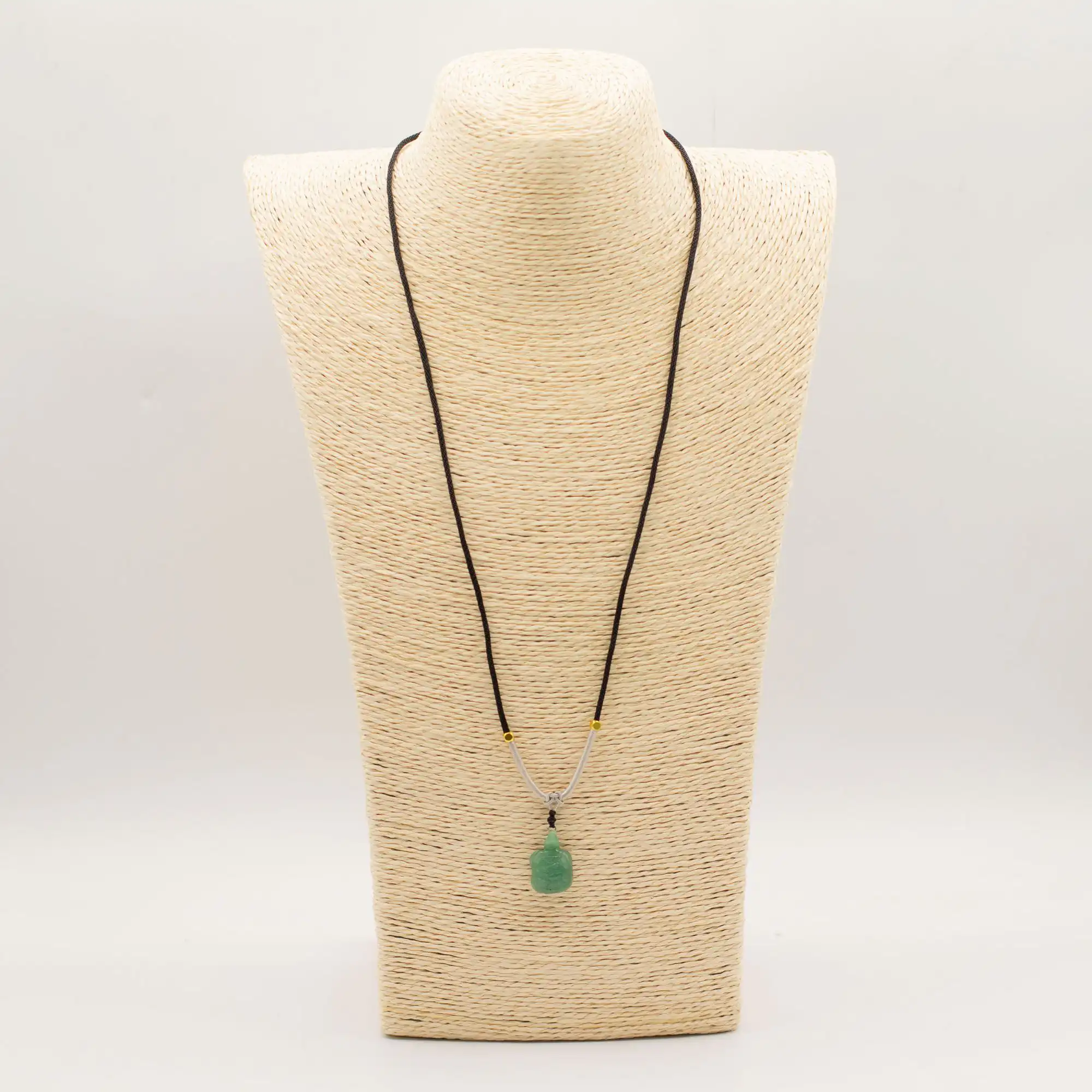 Cord Necklace Gemstone Pendant - Jade Turtle