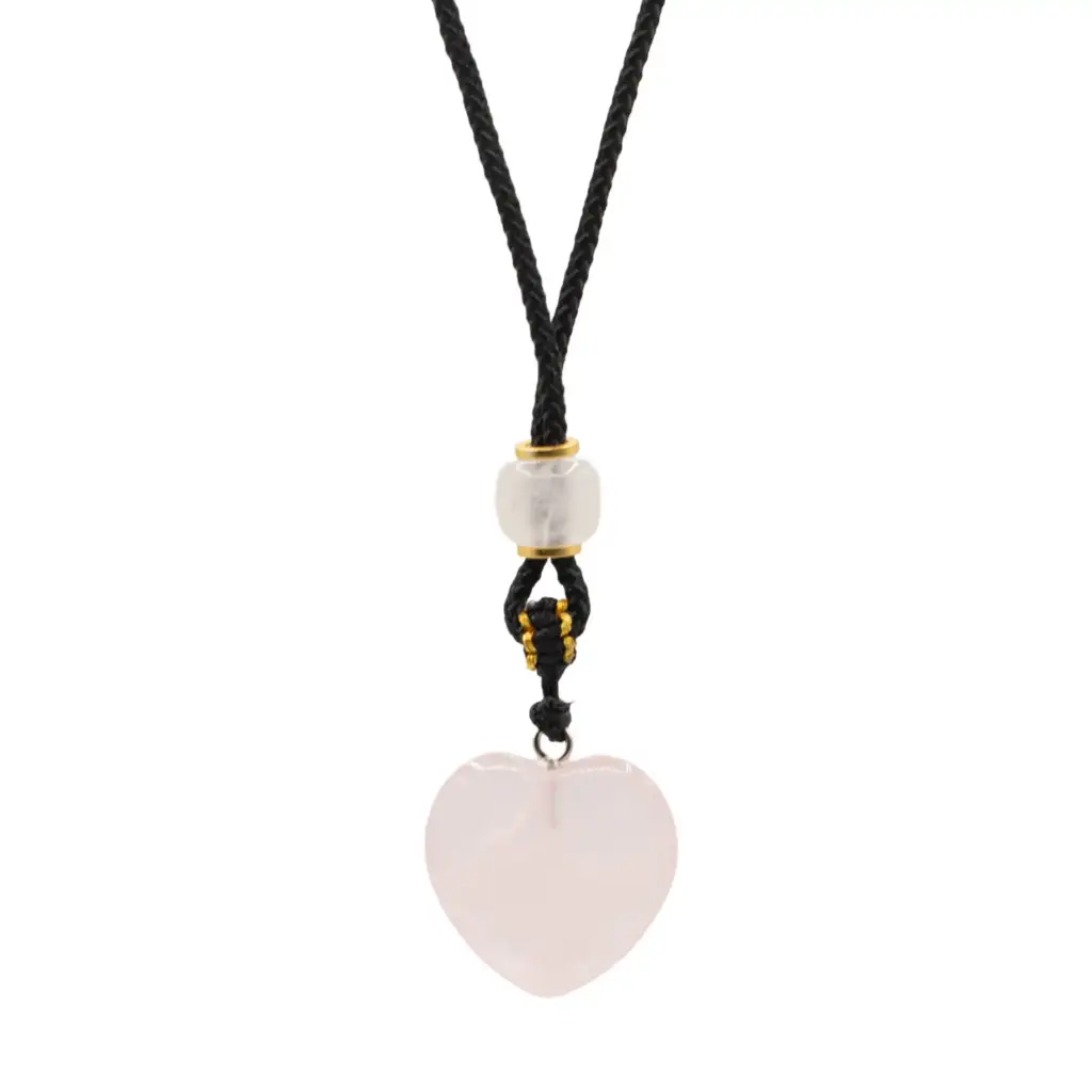 Cord Necklace Gemstone Pendant – Rose Quartz Heart | www.artisangoods.co.uk