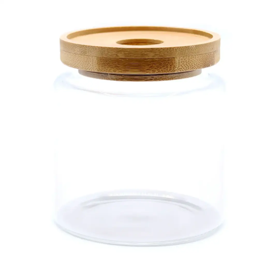 Cottage Bamboo Glass Jar – 10cm | www.artisangoods.co.uk