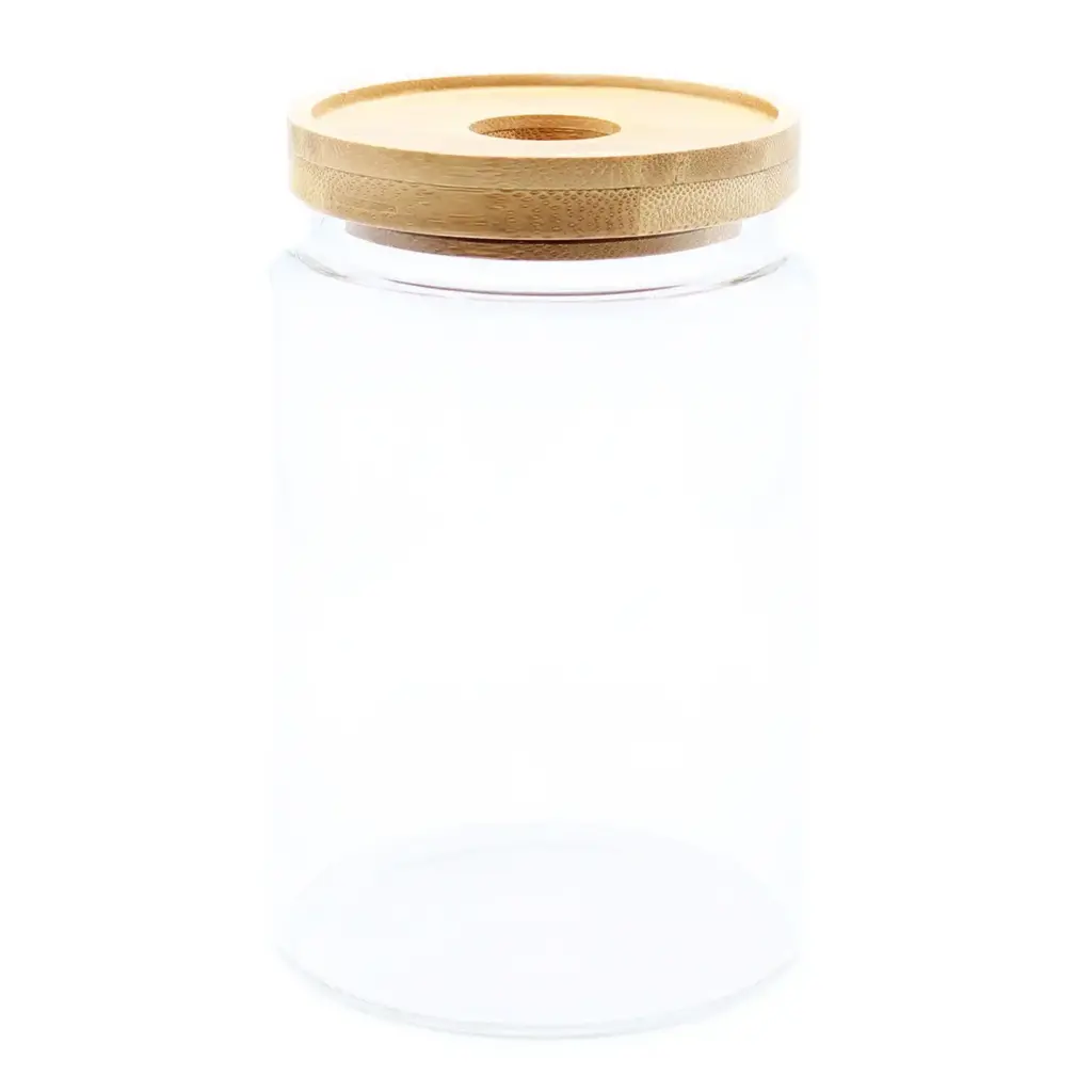 Cottage Bamboo Glass Jar – 15cm | www.artisangoods.co.uk