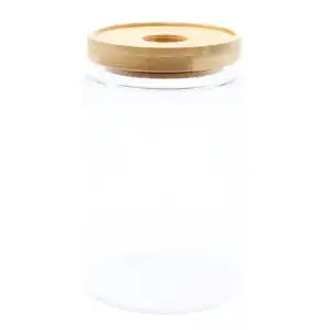Cottage Bamboo Glass Jar – 15cm | www.artisangoods.co.uk 1