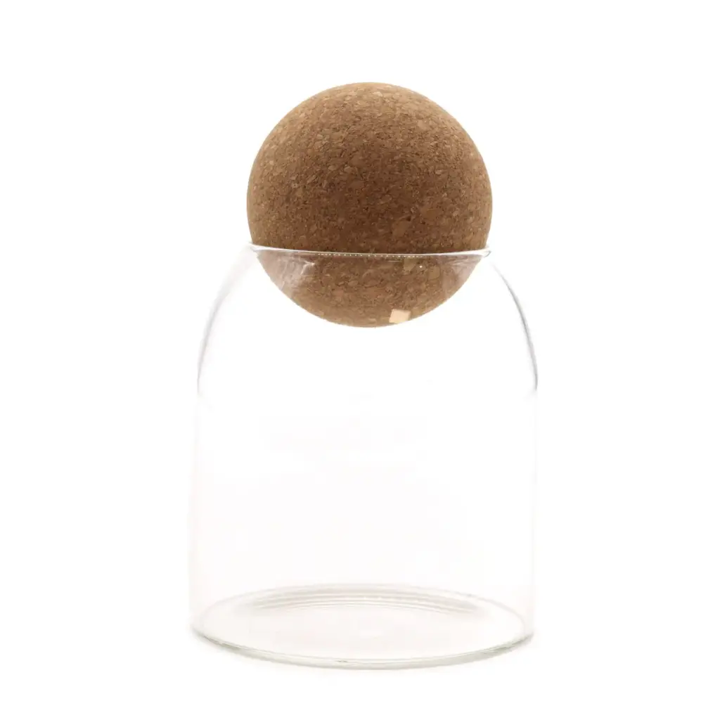 Cottage Cork-Ball Glass Jar – Clear – 10cm | www.artisangoods.co.uk