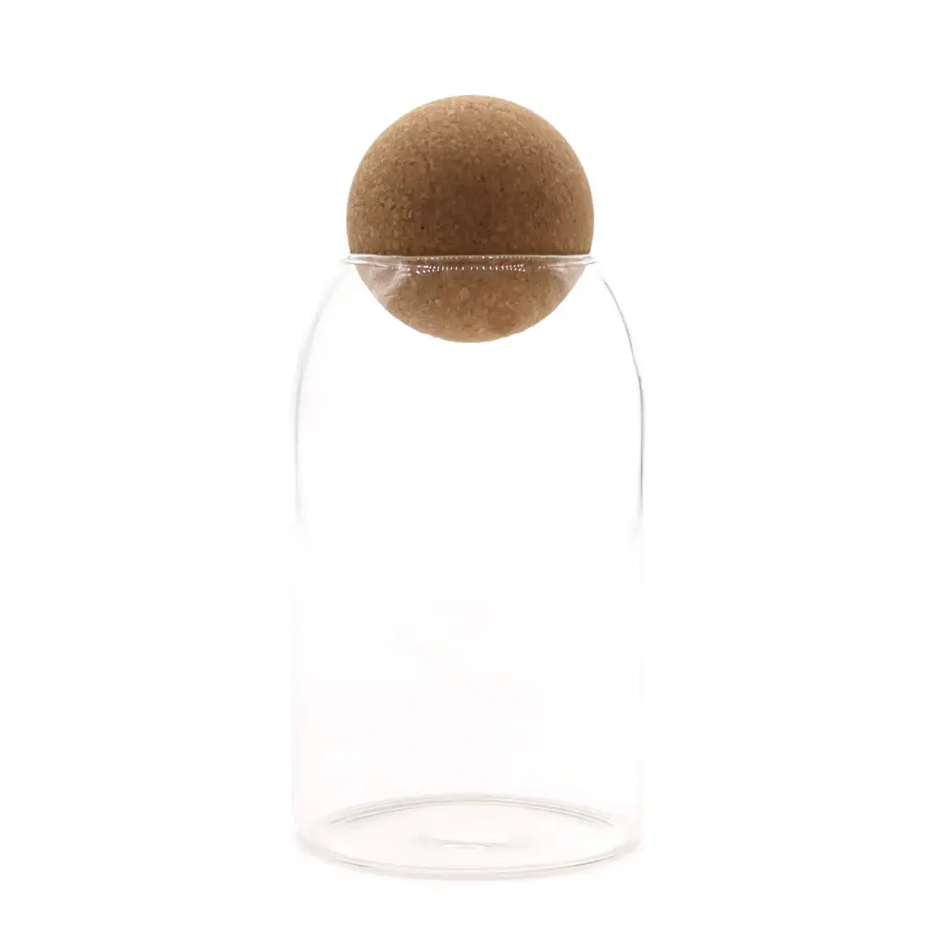 Cottage Cork-Ball Glass Jar – Clear – 15cm | www.artisangoods.co.uk