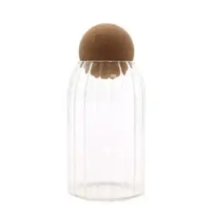 Cottage Cork-Ball Glass Jar –  Ribbed – 15cm | www.artisangoods.co.uk