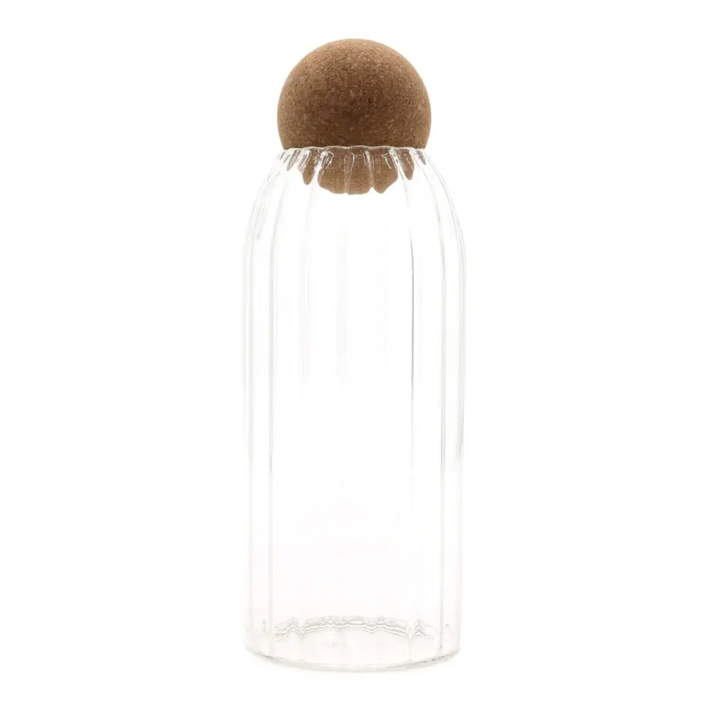 Cottage Cork-Ball Glass Jar –  Ribbed – 20cm | www.artisangoods.co.uk
