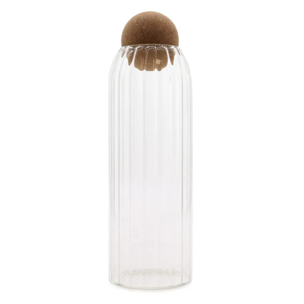 Cottage Cork-Ball Glass Jar –  Ribbed – 25cm | www.artisangoods.co.uk