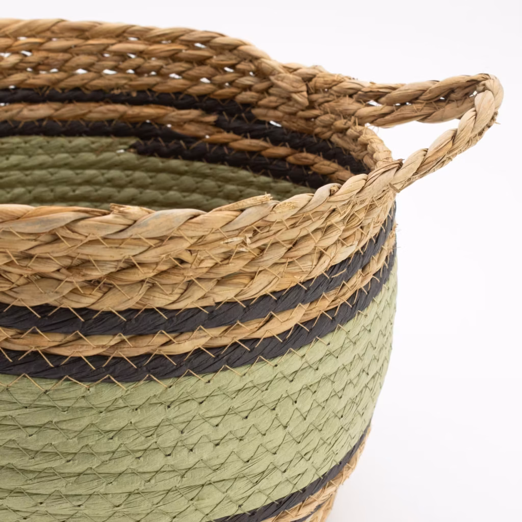 Cotton & Seagrass Large Baskets – Natural Black & Green- Set of 3 | www.artisangoods.co.uk 5 Cotton & Seagrass Large Baskets – Natural Black & Green- Set of 3 | www.artisangoods.co.uk 5