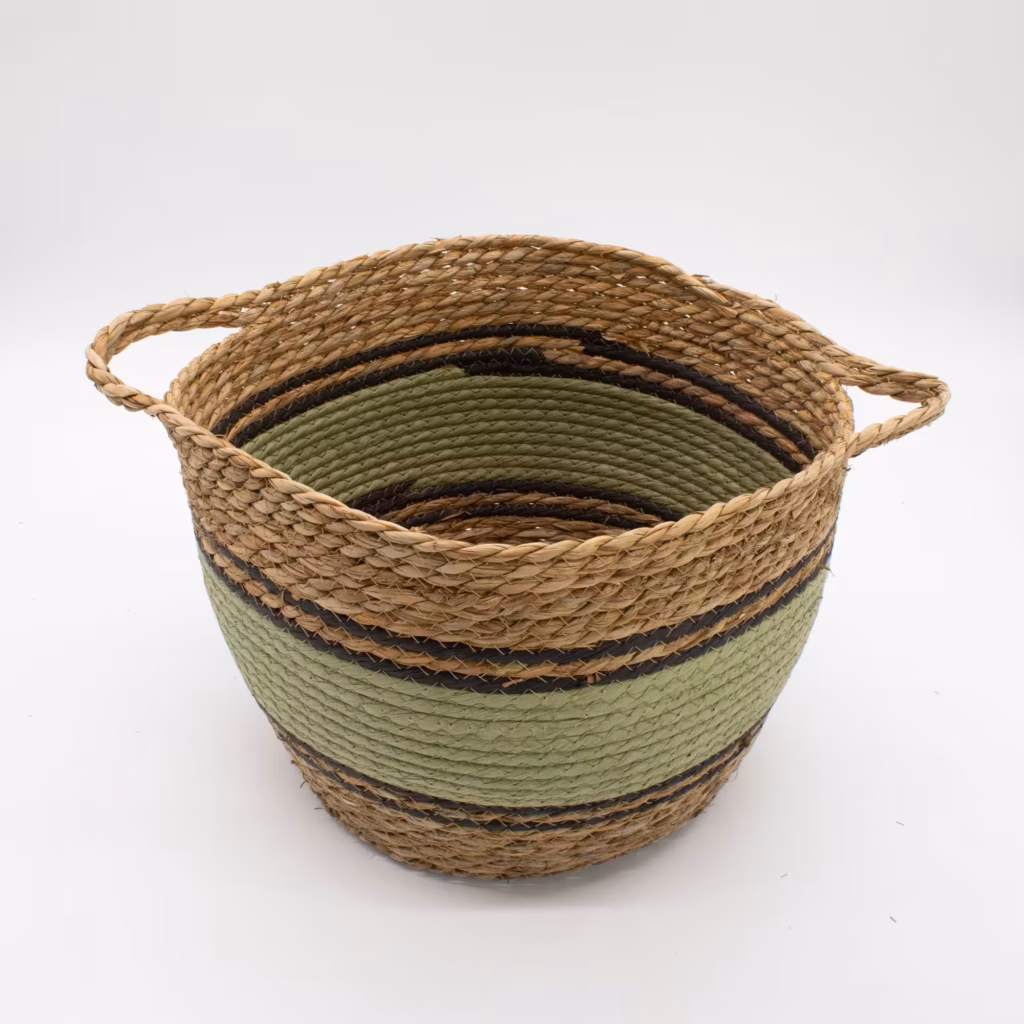 Cotton & Seagrass Large Baskets – Natural Black & Green- Set of 3 | www.artisangoods.co.uk 2 Cotton & Seagrass Large Baskets – Natural Black & Green- Set of 3 | www.artisangoods.co.uk 2