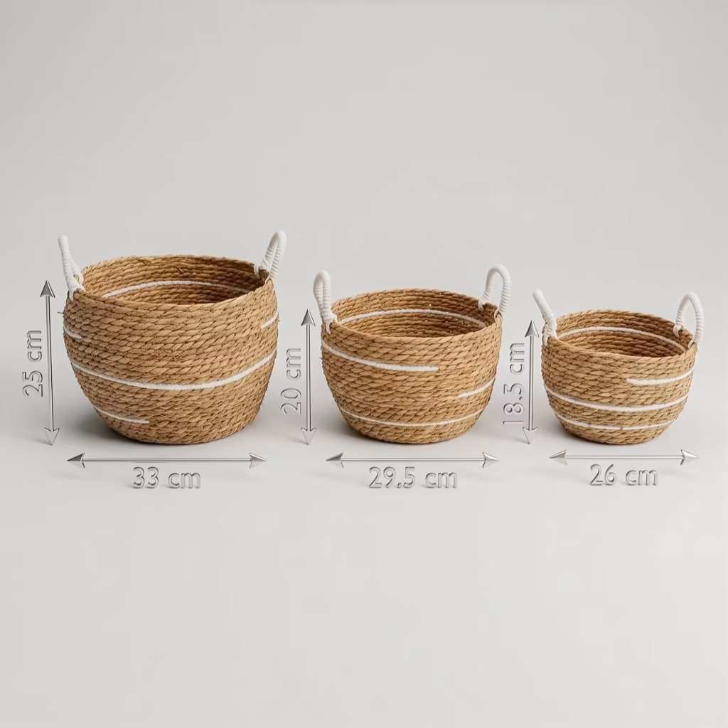 Cotton & Seagrass Large Baskets – Natural Stripes – Set of 3 | www.artisangoods.co.uk 9
