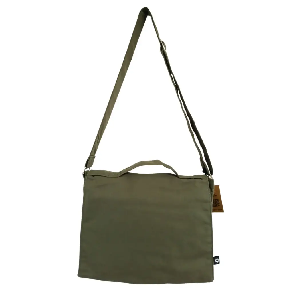 Cotton Canvas Laptop Messenger Bag – Olive | www.artisangoods.co.uk