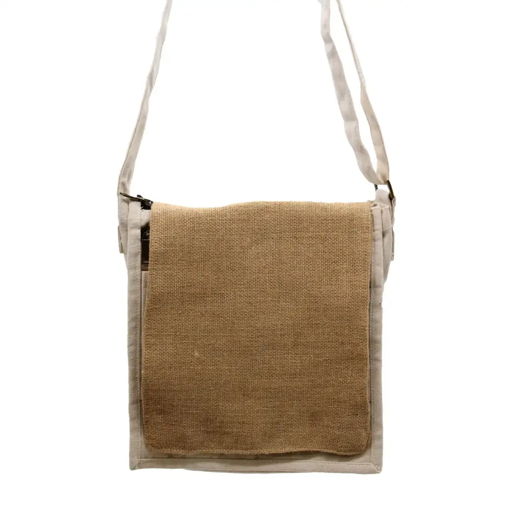 Cotton Canvas Messenger Bag – Natural and Soft Jute | www.artisangoods.co.uk