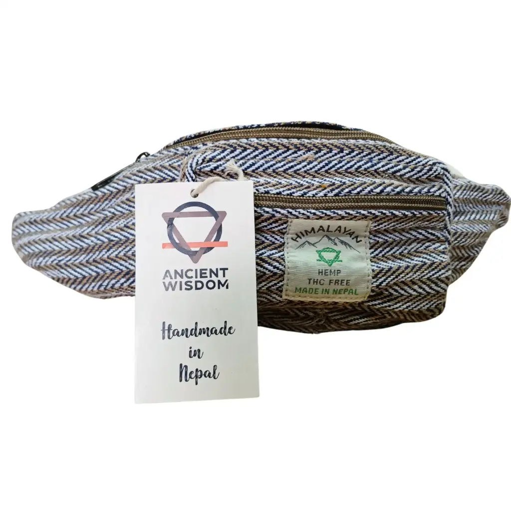 Cotton Hemp Style Belt (or Fanny) Bag – Blue | www.artisangoods.co.uk