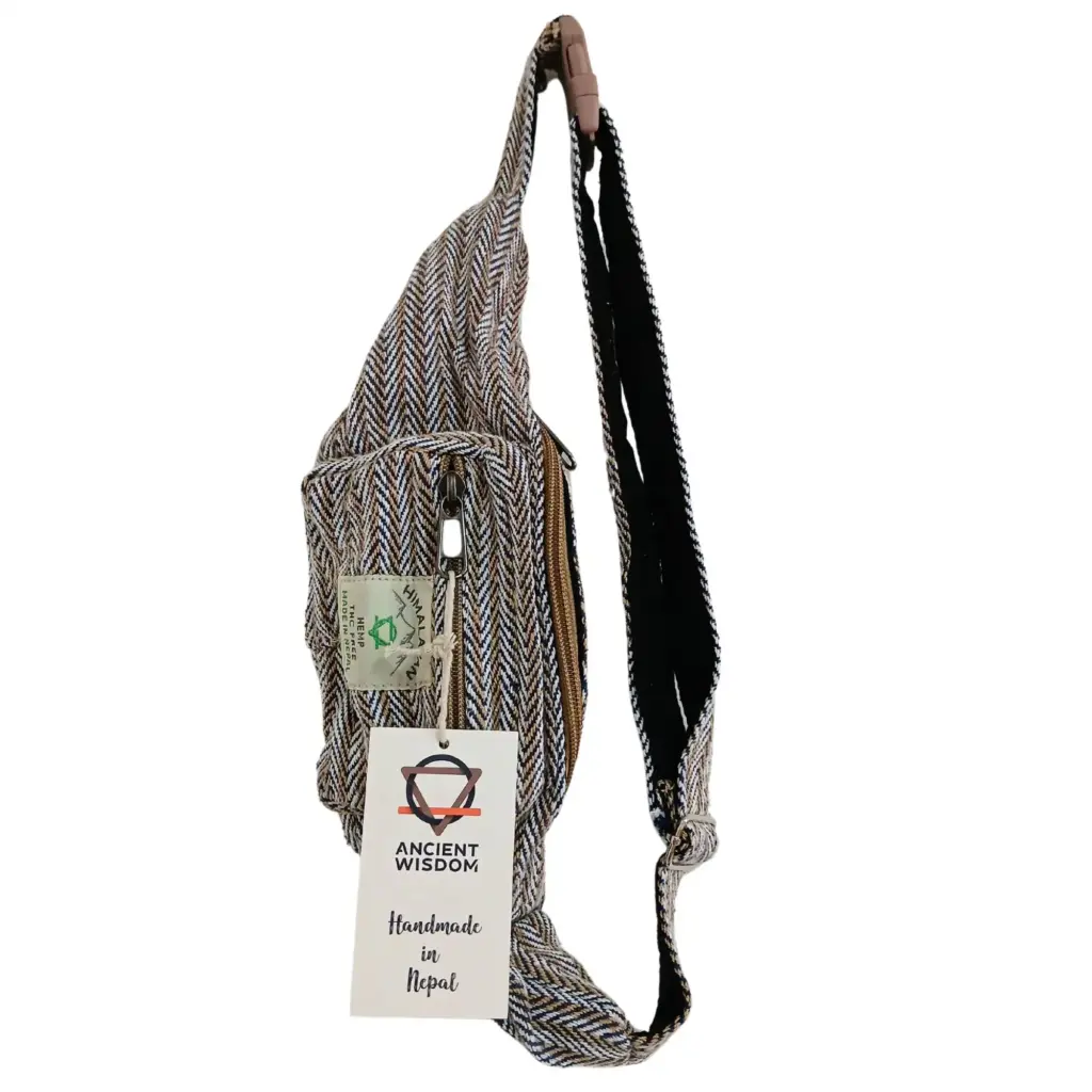 Cotton Hemp Style Belt (or Fanny) Bag – Blue | www.artisangoods.co.uk 2