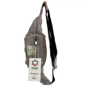 Cotton Hemp Style Belt (or Fanny) Bag – Blue | www.artisangoods.co.uk 2