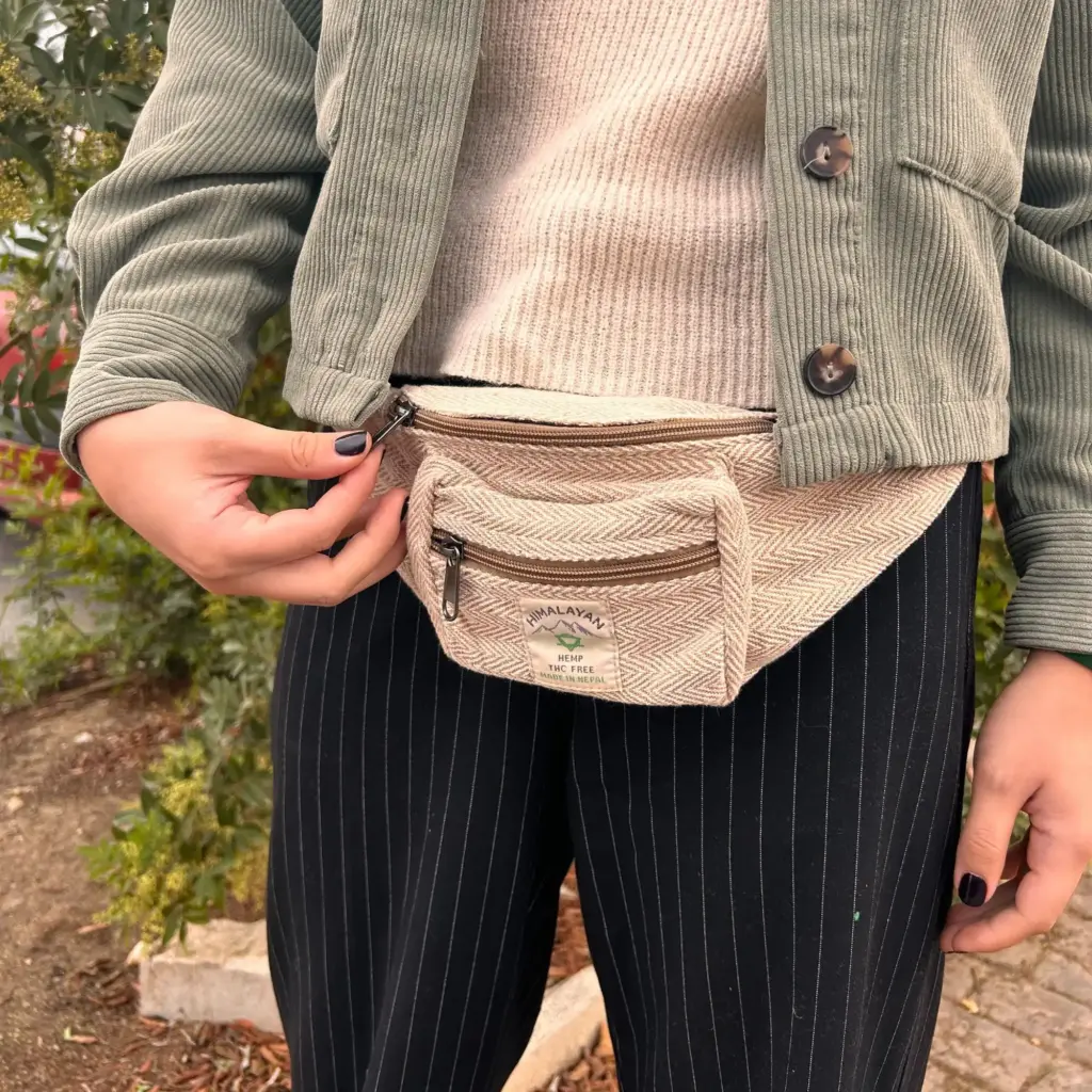 Cotton Hemp Style Belt (or Fanny) Bag – Natural | www.artisangoods.co.uk