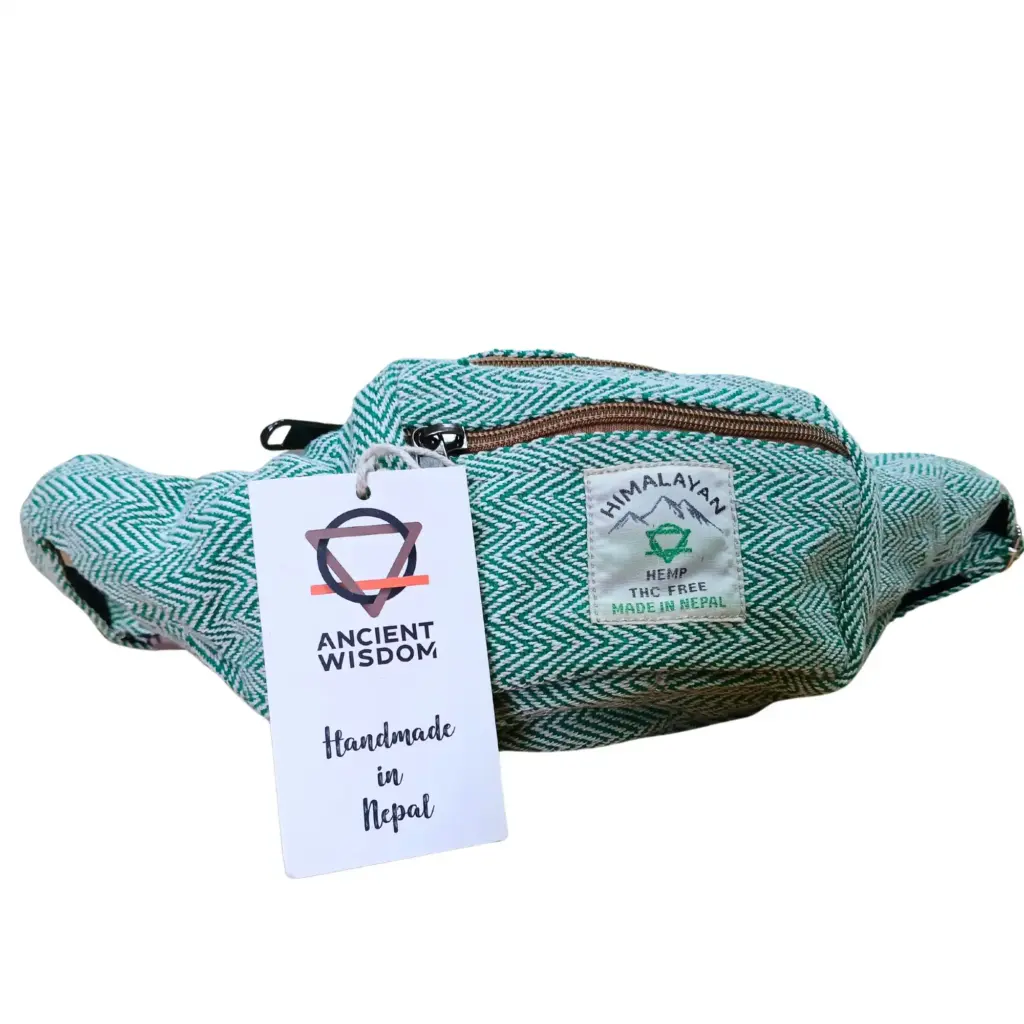 Cotton Hemp Style Belt (or Fanny) Bag – Sage | www.artisangoods.co.uk