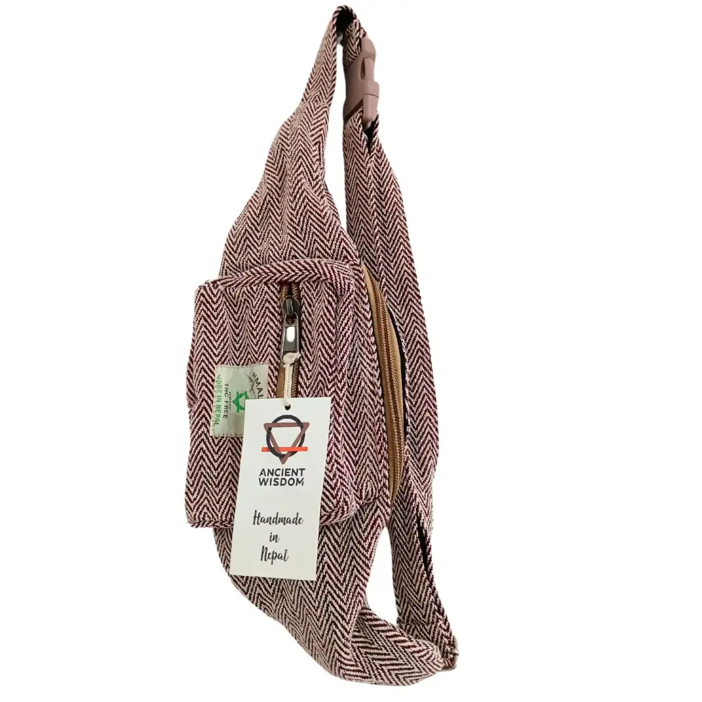 Cotton Hemp Style Belt (or Fanny) Bag – Wine | www.artisangoods.co.uk 2